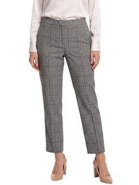 Banana Republic Sloan Gray Plaid Cropped Skinny Dress Pants Size 12